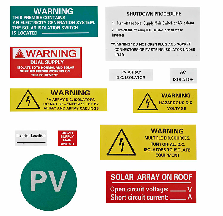 Label Amaran Untuk Sistem Pv